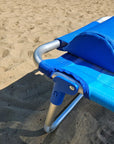 Strandstuhl - mit Liegefunktion und Kissen, gestreift, blau