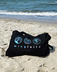 Beach Bag - recycelt, Wingfoil Icons, weiß/hellblau