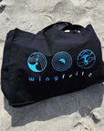 Beach Bag - recycelt, Wingfoil Icons, weiß/hellblau