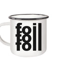 Frej Foil - Enamel mug, white with black rim, black