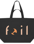 Schwarz-orange Strandtasche aus Baumwolle mit Foil Design