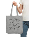 Kleine Premium Tote Bag - recycelt, Line Art Möwen, schwarz