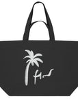 Beach Lifestyle schawrze Strandtasche aus Baumwolle mit Palme