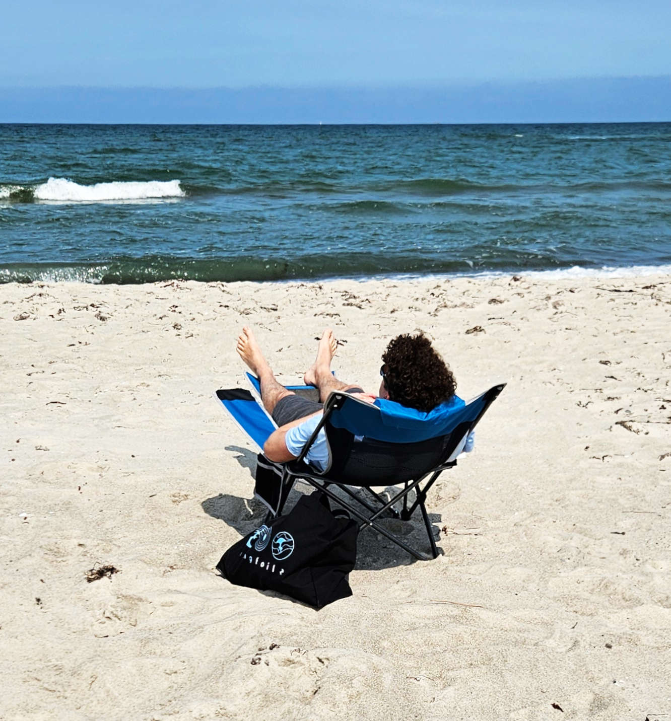 Camping chair - with hammock feel, blue