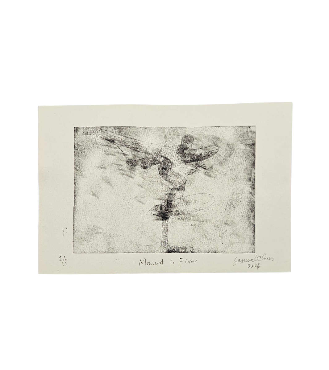 Kaltnadelradierung mit Wingoil-Motiv  auf Off-White-Papier