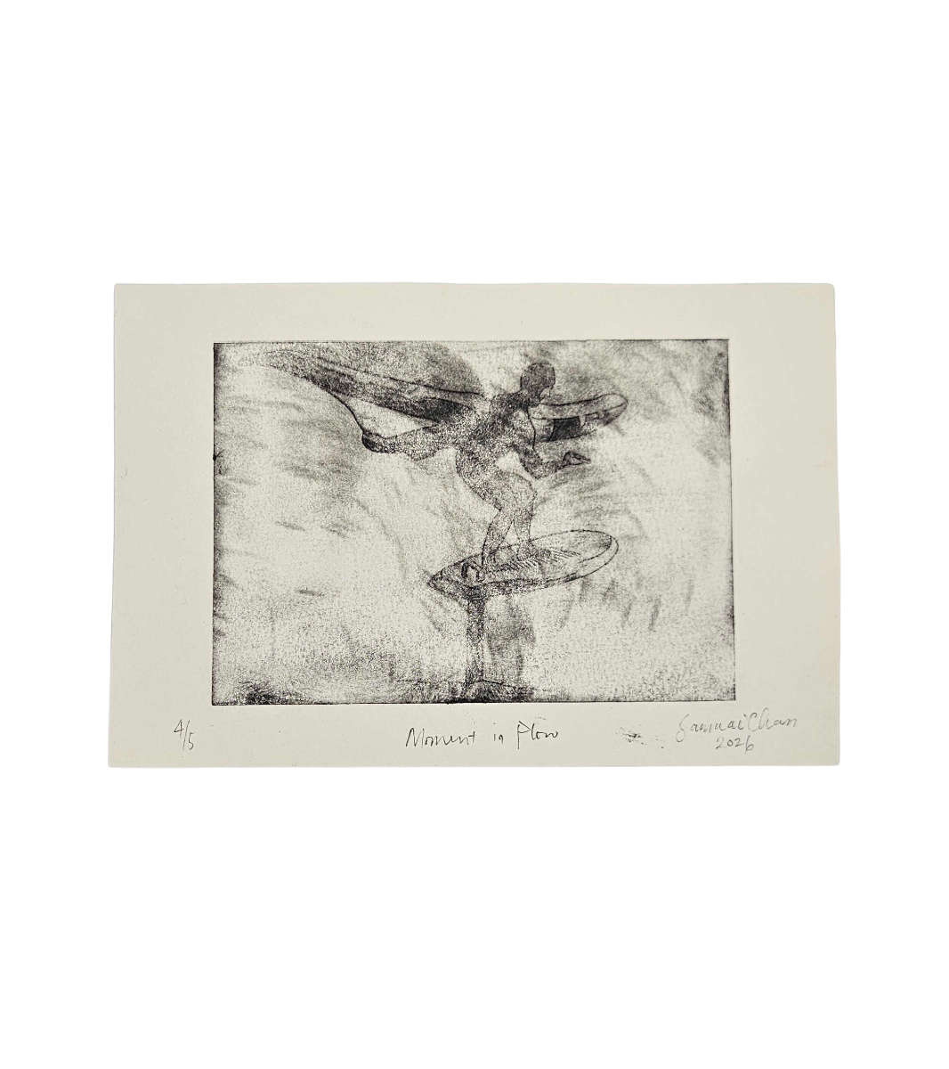 Bild mit Wingfoiler - Druck einer Kaltnadelradierung