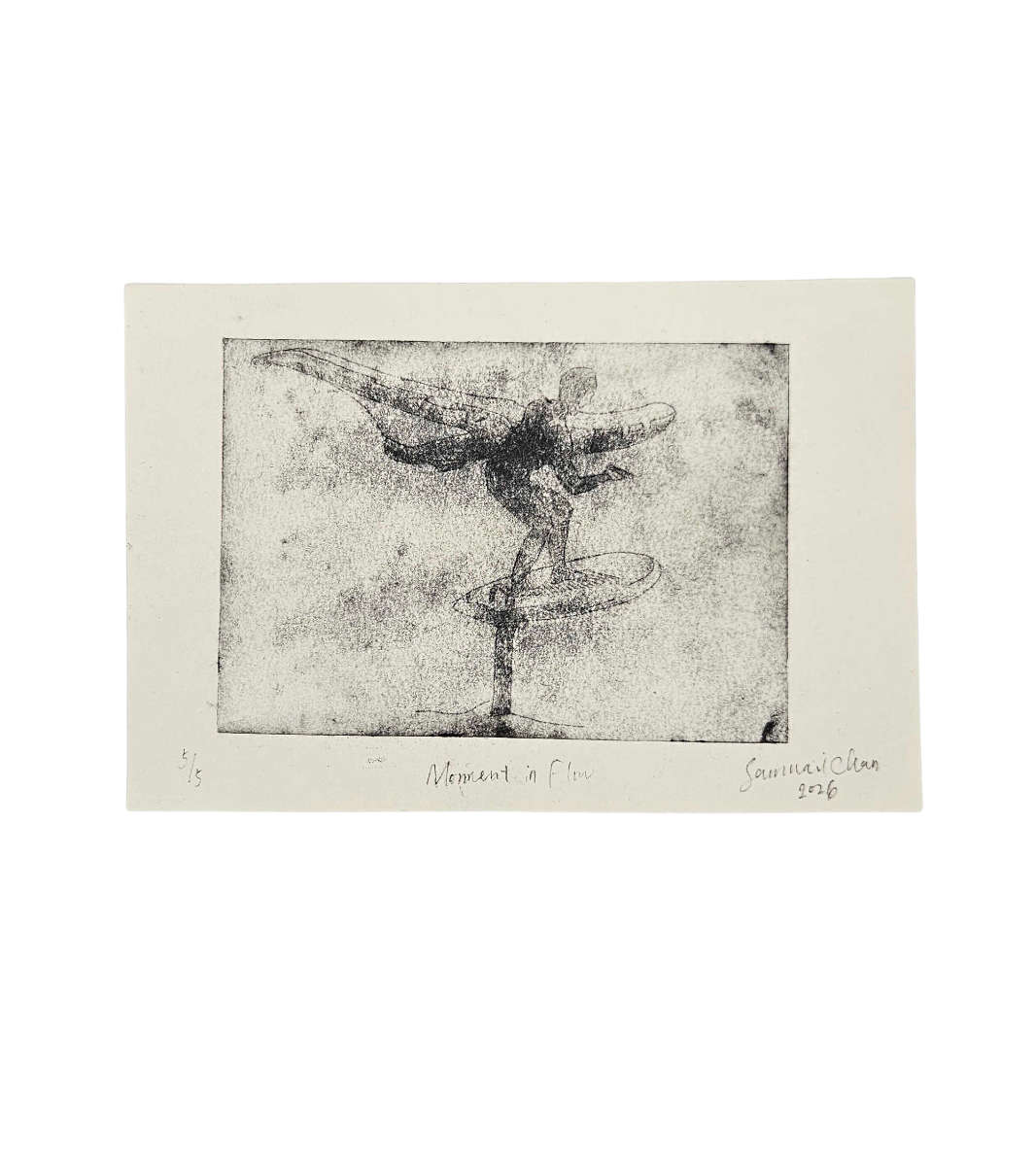 handgefertigerter druck eines wingfoilers