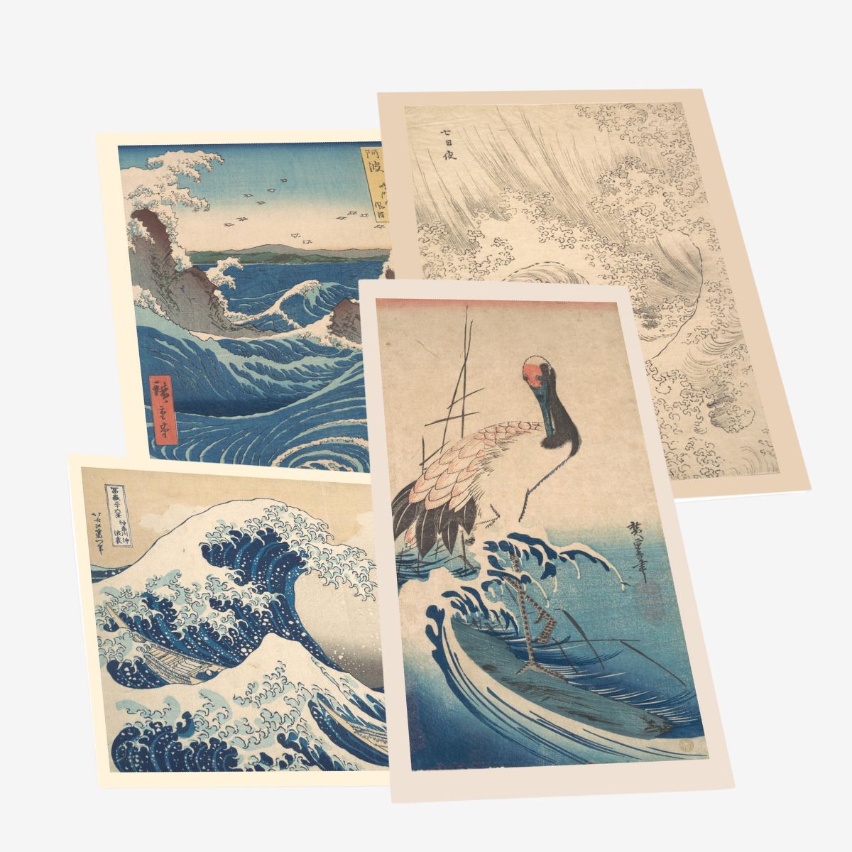 Japanese Waves - Gruß- und Postkarten-Set, 4 Karten