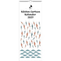 Cover des Wandkalenders 2027 mit Cartoon-Küstenbewohnern, Garnelen und stilisiertem Wellenmuster