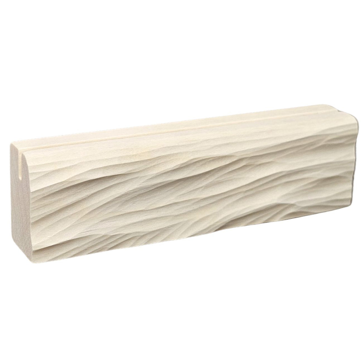 Handgeschnitzter Kartenhalter aus Holz mit Wellenrelief
