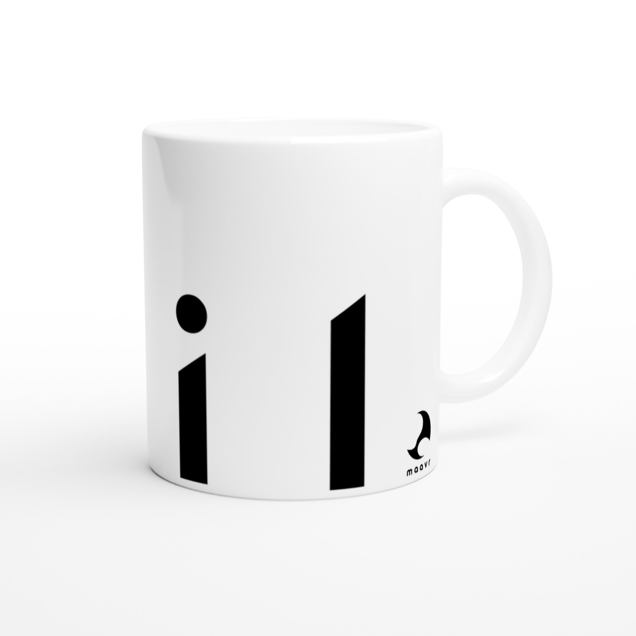 Weiße Tasse mit großem "Foil"-Schriftzug
