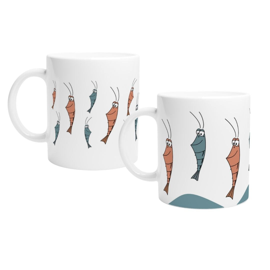 Coastal Cartoon Shrimp-Tassen - 2er-Set