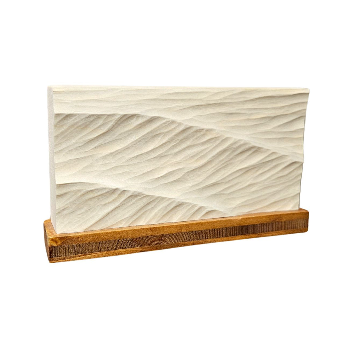 Swell Waves – handgeschnitztes Wellenrelief, Holz, freistehend, ca. 19 x 11 cm