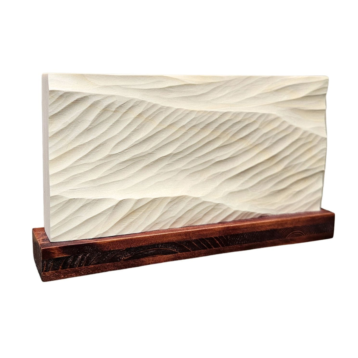 Swell Waves – handgeschnitztes Wellenrelief, Holz, freistehend, ca. 19 x 11 cm