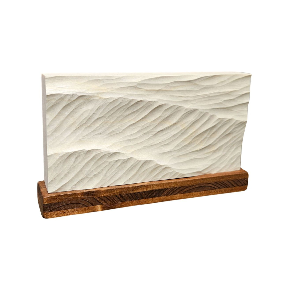 Swell Waves – handgeschnitztes Wellenrelief, Holz, freistehend, ca. 19 x 11 cm