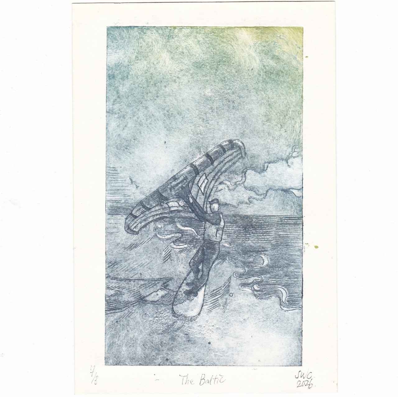 "The Baltic" - Original-Kaltnadelradierung eines Wingfoil-Moments