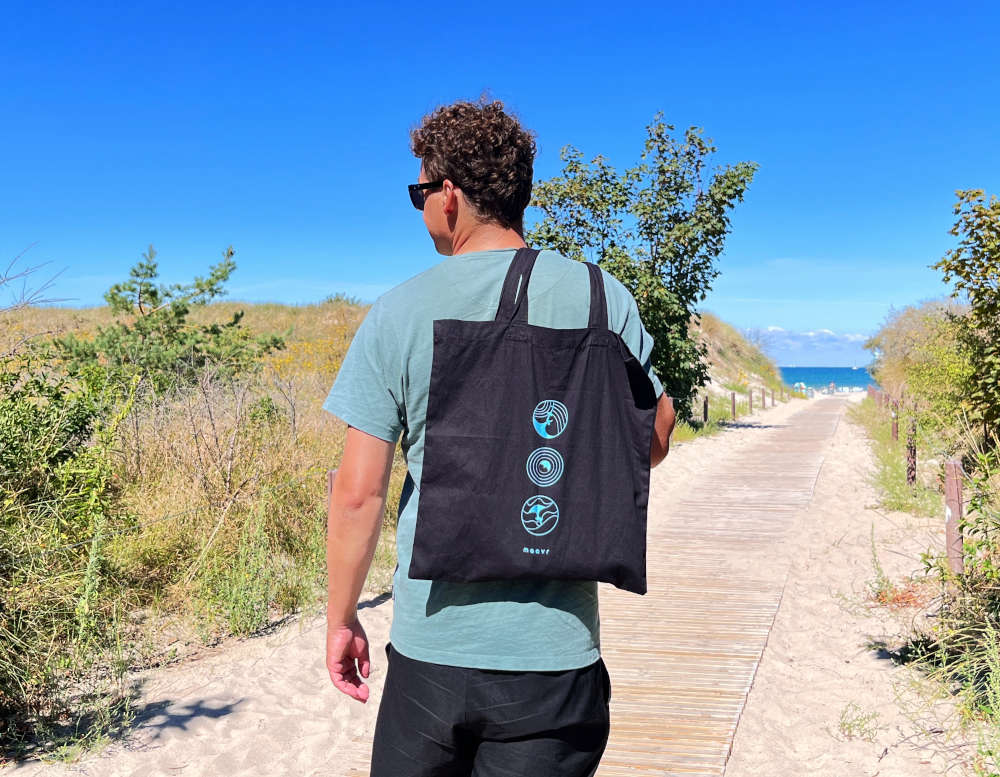 Tote Bag - Bio-Baumwolle, Wingfoil Icons, hellblau