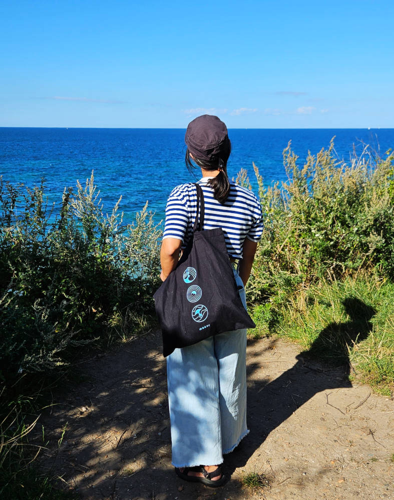 Tote Bag - Bio-Baumwolle, Wingfoil Icons, hellblau