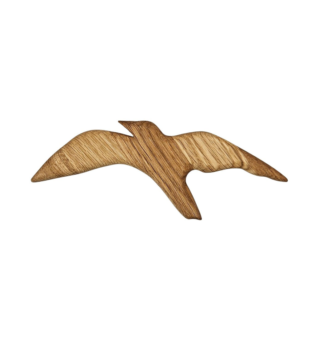 Handgefertigter Wandvogel aus Eichenholz in Flugform – minimalistische Wanddeko