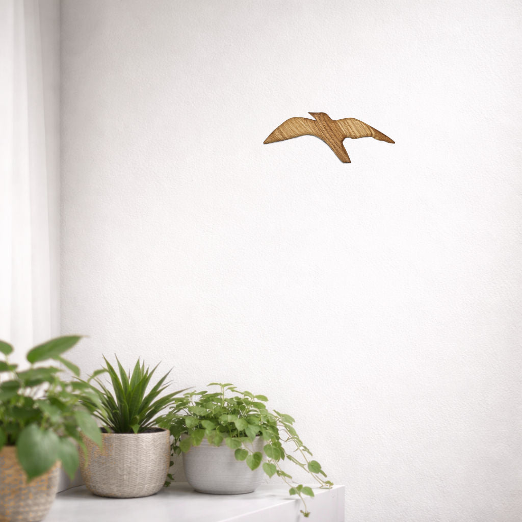 Handgefertigter Küsten-Wandvogel - Eiche, geölt