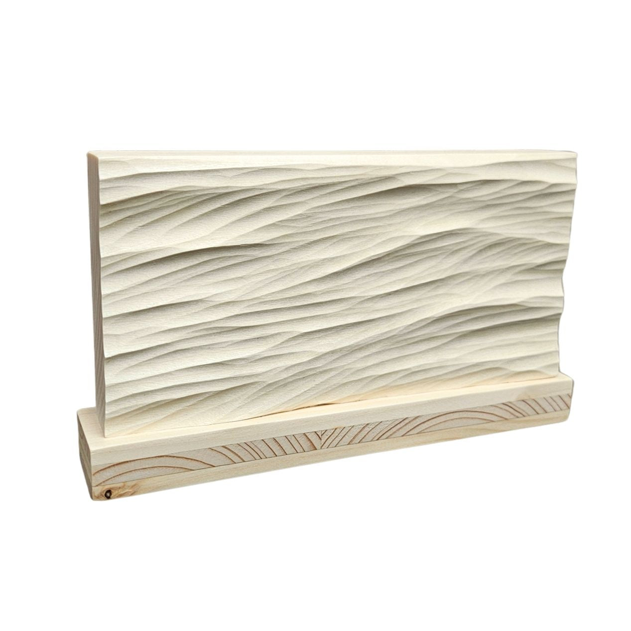 Wind Waves – handgeschnitztes Wellenrelief, Holz, freistehend, ca. 18 x 11 cm