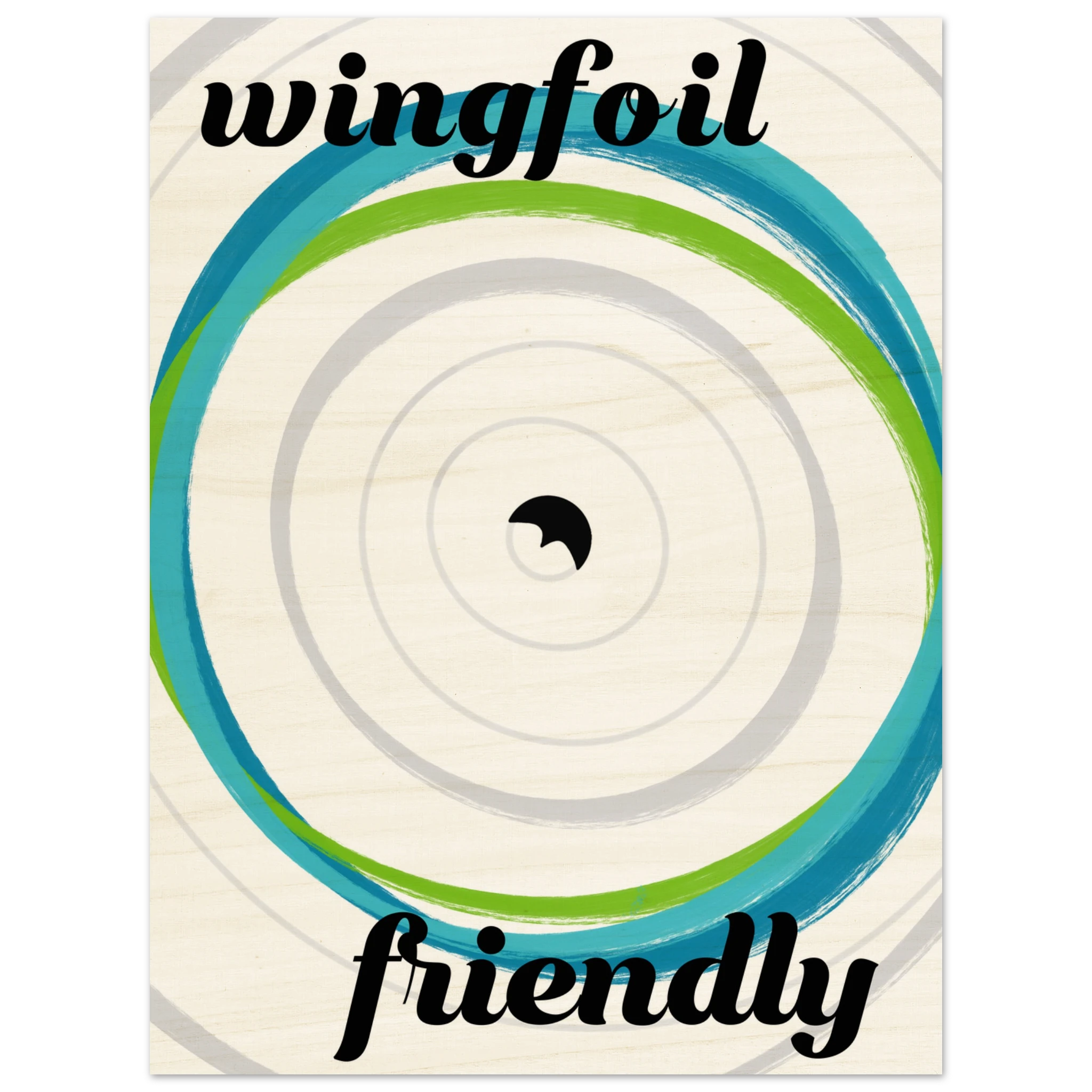 Wingfoil Friendly Wandbild auf Birkenholz – minimalistisches Wingfoil Poster und Holzdruck