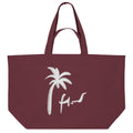dunkelrote Strandtasche aus Baumwolle mit Palme 