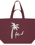 Beach Lifestyle dunkelrote Strandtasche aus Baumwolle mit Palme 