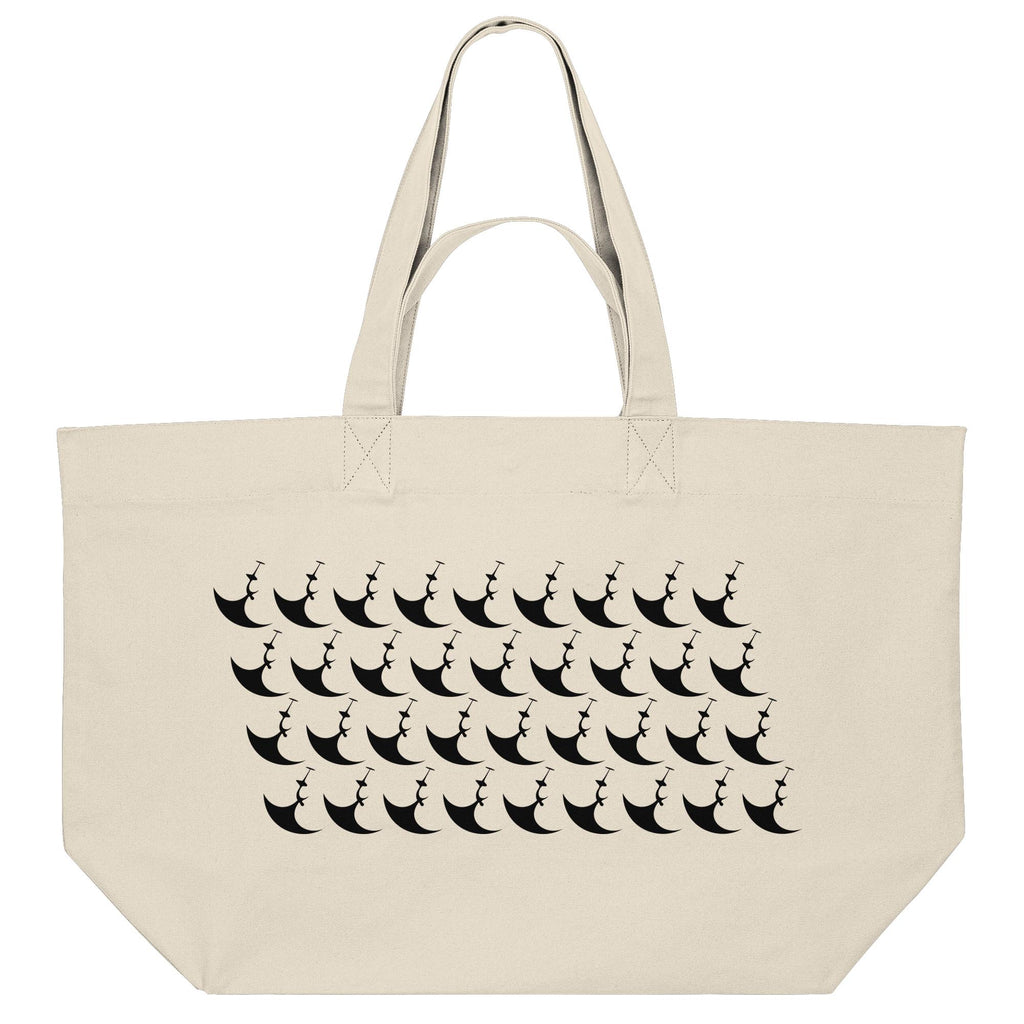 Beige Baumwoll-Tote-Bag mit Wingfoil Icon Muster – Strandtasche