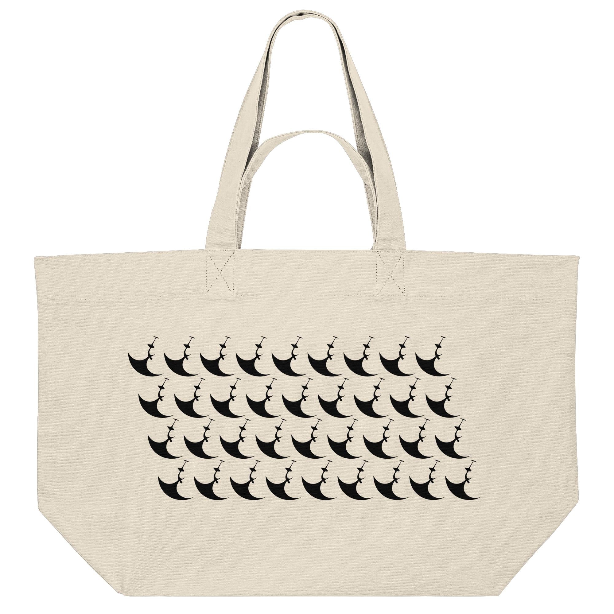 Beige Baumwoll-Tote-Bag mit Wingfoil Icon Muster – Strandtasche