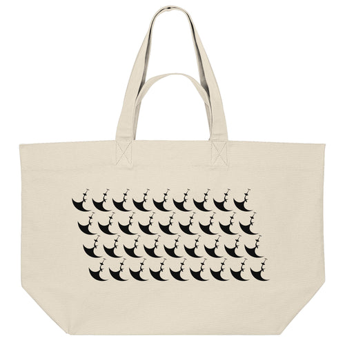 Beige Baumwoll-Tote-Bag mit Wingfoil Icon Muster – Strandtasche