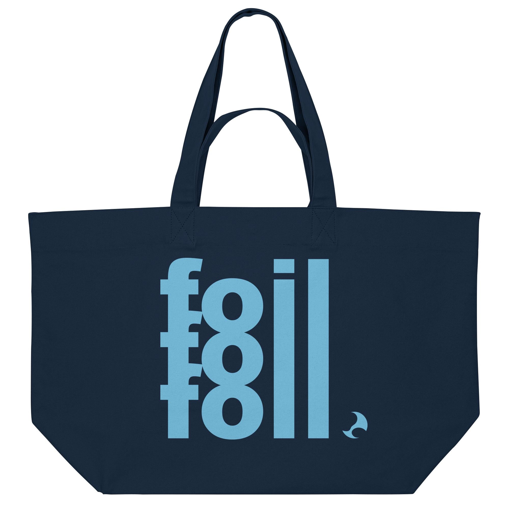 Wingfoil Strandtasche aus blauer Baumwolle mit Foil Schriftzug