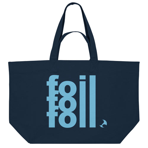 Wingfoil Strandtasche aus blauer Baumwolle mit Foil Schriftzug