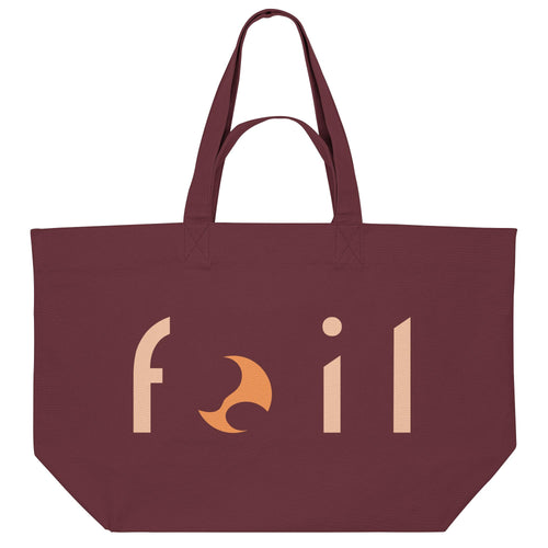 Burgundy Baumwoll-Strandtasche mit Foil Print – große Beach Bag von maavr