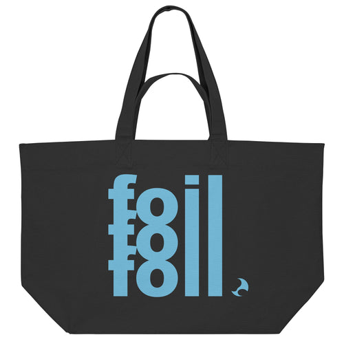 Schwarze Baumwoll-Strandtasche mit Foil Print – große Beach Bag von maavr