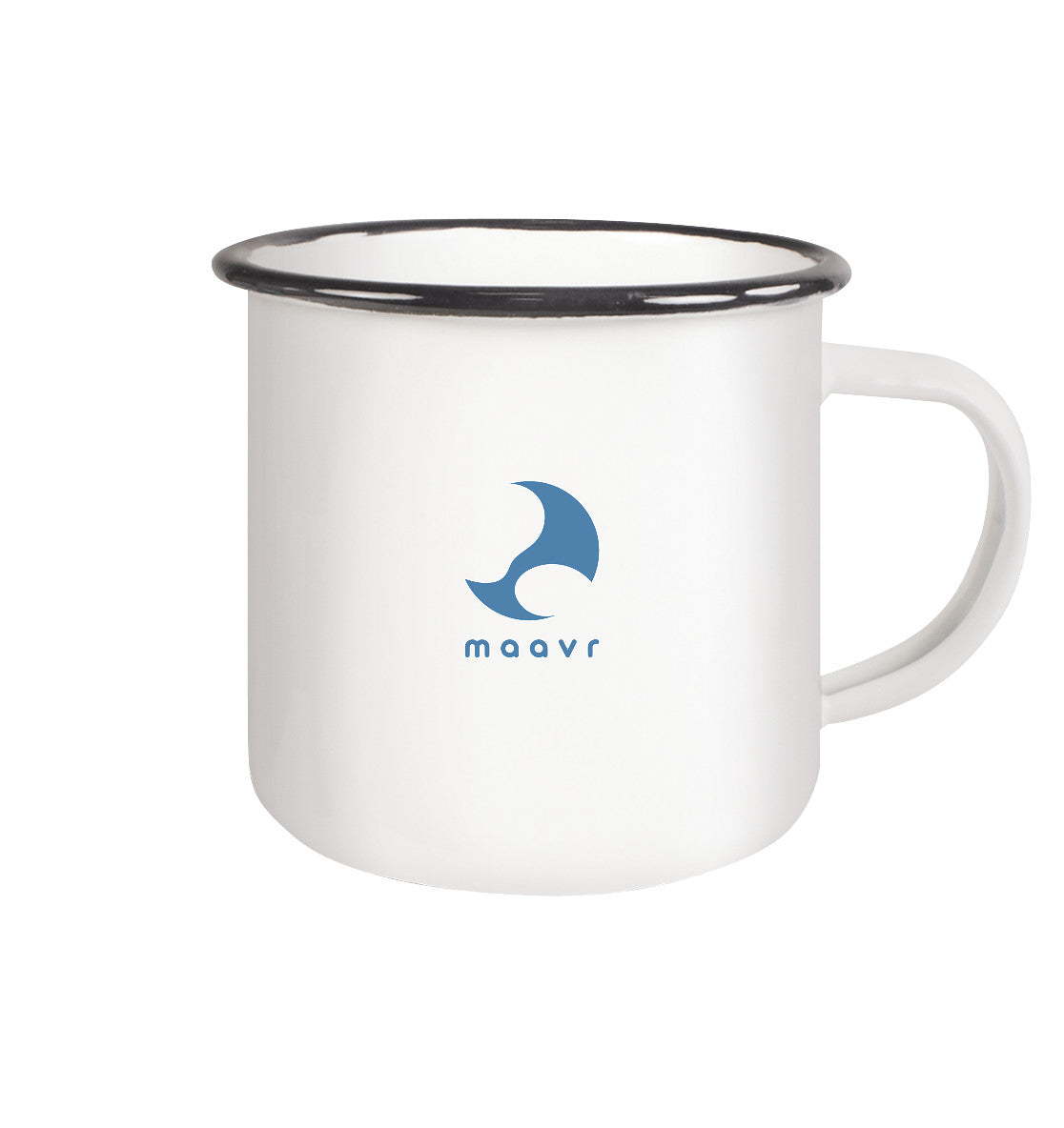 Slide 3 - Enamel mug, white with black rim, blue