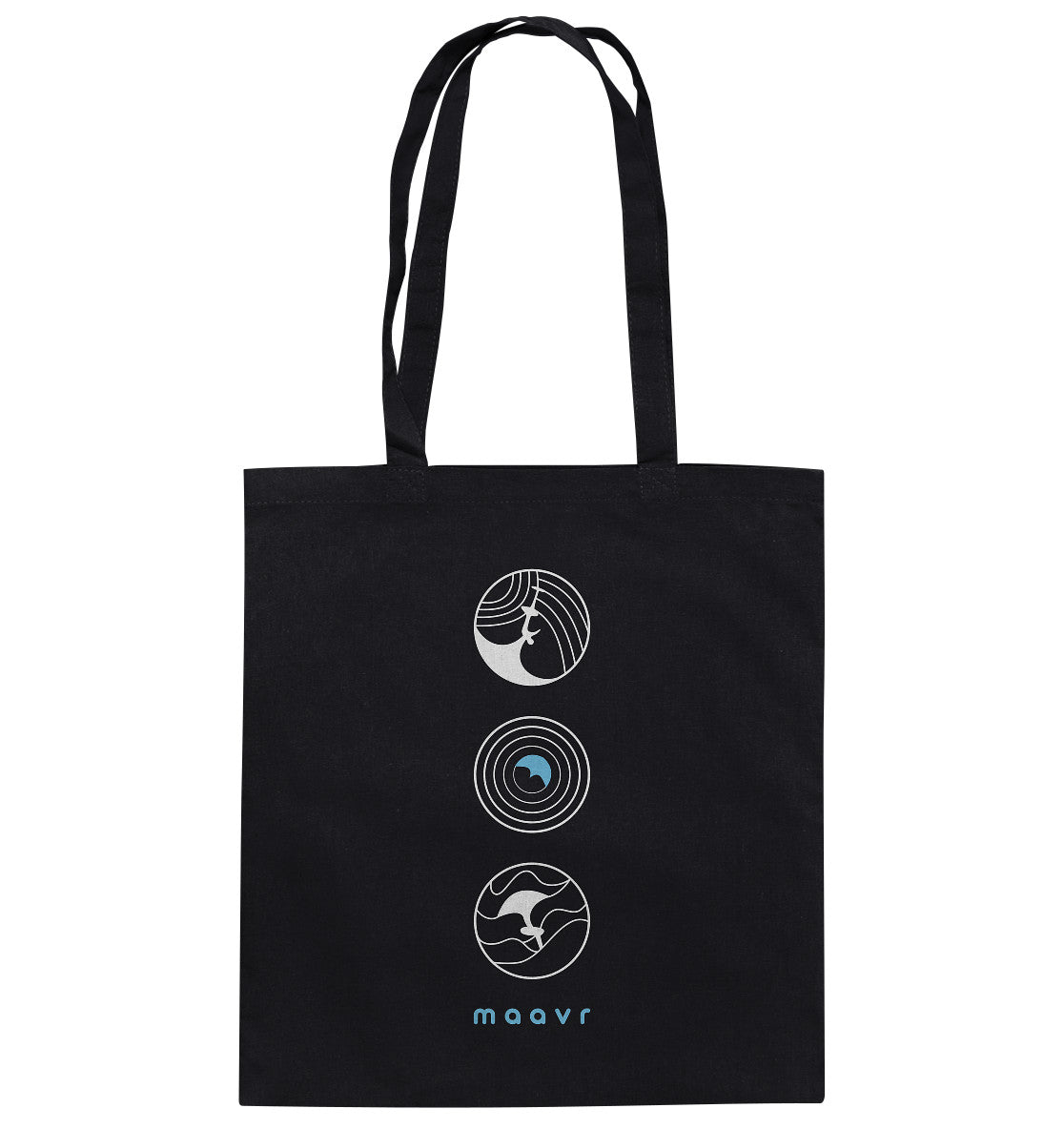 Tote Bag - Bio-Baumwolle, Wingfoil Icons, weiß/hellblau