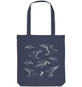 Kleine Premium Tote Bag - recycelt, Line Art Möwen, weiß