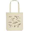 Small Premium Tote Bag - recycled, Line Art Seagulls, black