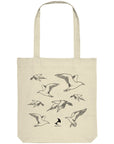 Kleine Premium Tote Bag - recycelt, Line Art Möwen, schwarz