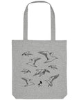 Kleine Premium Tote Bag - recycelt, Line Art Möwen, schwarz