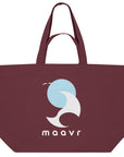 Große burgund Strandtasche aus Baumwolle mit maavr Logo
