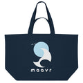 Große dnkelblaue Strandtasche aus Baumwolle mit maavr Logo