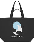 Große schwarze Strandtasche aus Baumwolle mit maavr Logo
