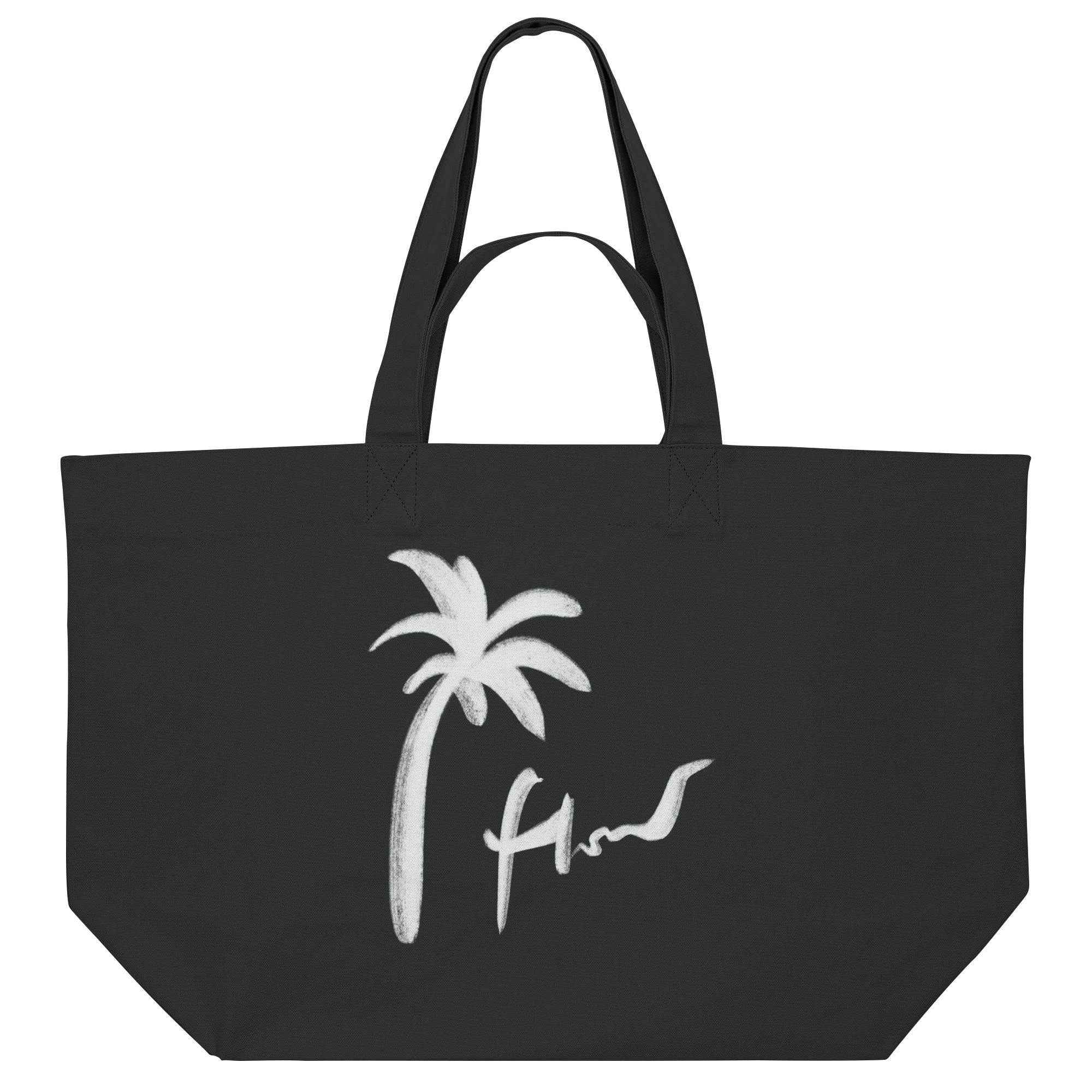 Beach Lifestyle schawrze Strandtasche aus Baumwolle mit Palme 