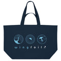 Dunkelblaue Baumwoll-Strandtasche mit Wingfoil Print – große Beach Bag von maavr
